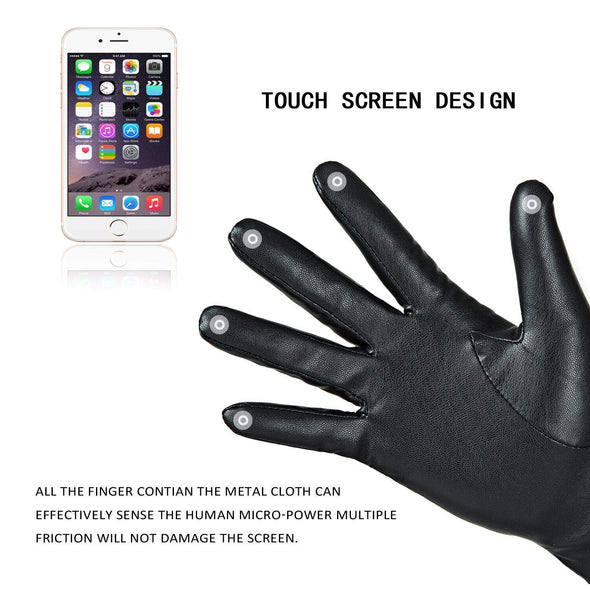 REDESS Winter Leather Gloves for Women, Wool Fleece Lined Touchscreen Gloves
