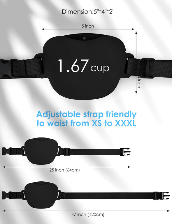 heouvo Magnetic Silicone Dog Treat Pouch with Training Clicker & Waist Belt for Pet Training Walking, Black