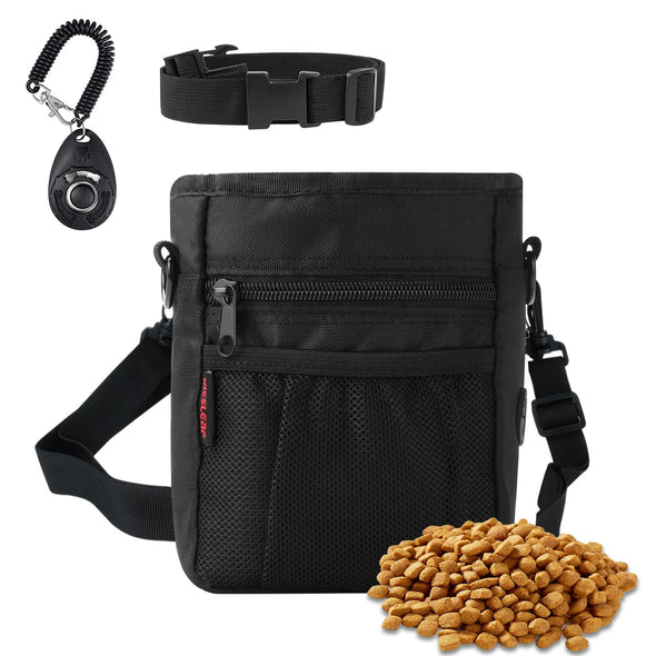 kissleaf Dog Treat Pouch with Magnetic Closure & Dog Clicker, Built-in Poop Bag Dispenser