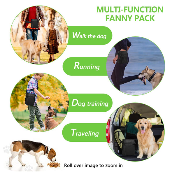 kissleaf Dog Treat Pouch with Magnetic Closure & Dog Clicker, Built-in Poop Bag Dispenser