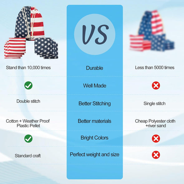 Cornhole Bean Bags Regulation: American Flag Corn Hole Beanbags Toss Game Set 8 Star and Stripes Outdoor Teams Tournament Summer