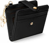 Black Rfid Ladies Wallet, Small Slim Thin Compact Credit Card Women Wallet, PU Leather Bifold Cash Zipper Coin Pocket ID Window for Female