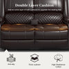 Yolsali Faux Leather Loveseat Sofa with Removable Armrest, 2-Tier Cushions, USB Ports, Cup Holder - Brown