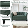 Husbedom 50 Inches Leather Loveseat Sofa with Button Tufted Décor for Bedroom, Living Room - Grey Green