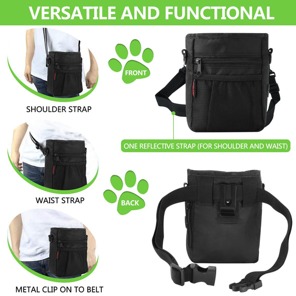 kissleaf Dog Treat Pouch with Magnetic Closure & Dog Clicker, Built-in Poop Bag Dispenser