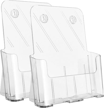 KTRIO Acrylic Brochure Holder 8.5 X 11 Inch, Plastic Clear Literature Holders Rack Card Display Trifold Brochures Stand, Stands for Flyer, Pamphlet, Magazine, Booklet, Desk & Wall Mount, 2 Pack
