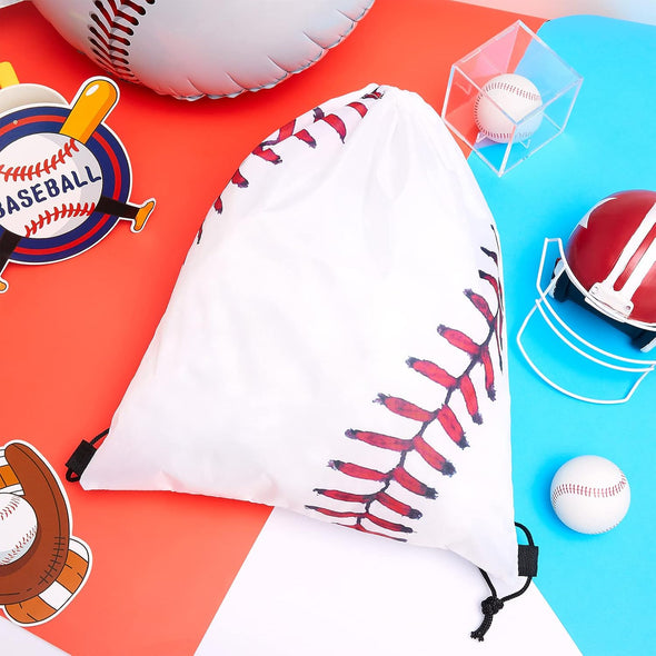 Frienda Baseball Drawstring Backpack Bag Baseball Drawstring Party Favor Bags for Gym Sports Teams(12 Pieces)