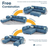 LLappuil Modular Faux Leather Sectional Sofa with Storage, 111.8" Width, 6 Seat - Navy Blue