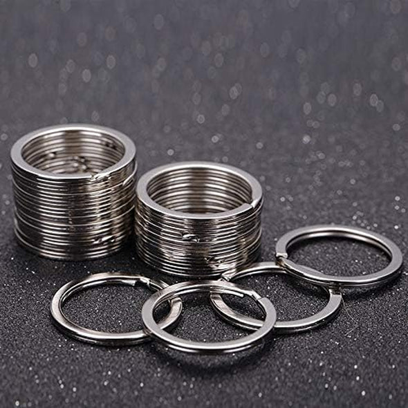 KINGFOREST 100-Pack 1 Inch Metal Key Rings (25Mm) - Silver Split Keychain Rings for Keys, DIY Crafts, Home, Car & Office Accessories - Durable Nickel Flat Keyrings Bulk