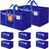 8 Pack Moving Storage Bags Heavy-Duty with Zippers and Reinforced Handles, Moving Supplies Packing Boxes for Moving, Storing, Saving Space, Blue Plastic Storage Totes 93 L (24 Gallon)