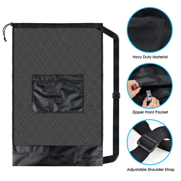 BROTOU Large Drawstring Mesh Sports Ball Bag with Shoulder Strap for SoccerBall Basketball, Volleyball