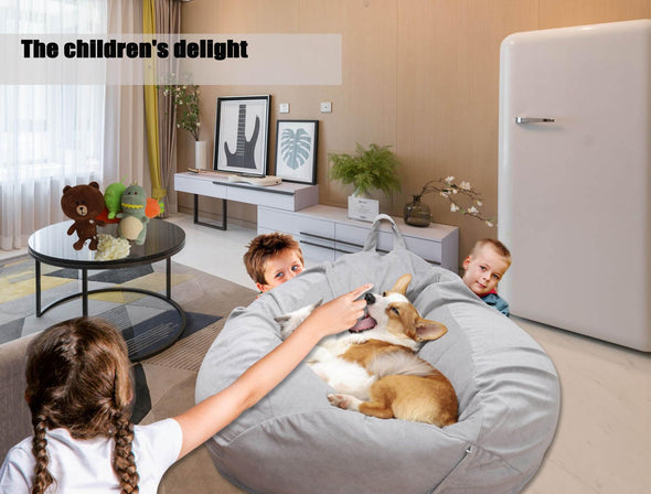 Kisoy Corduroy Bean Bag Chair Cover, Stuffed Animal Storage Bean Bag Cover