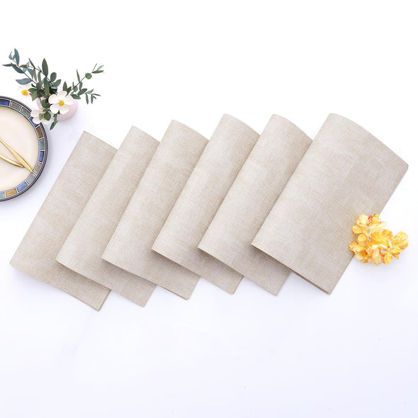 Homaxy Faux Leather Heat Resistant Placemats Set of 6, Waterproof Anti-Slip Wipeable, Beige