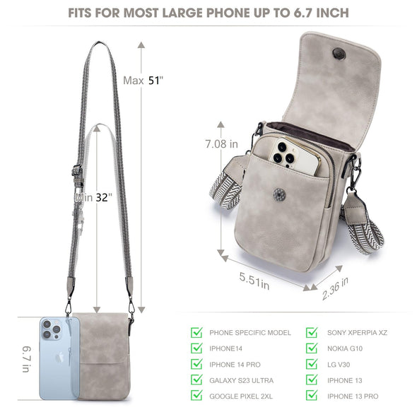 POIUGOYA Trendy Crossbody Bags for Women, Leather Triple Compartment Phone Crossbody Wallet