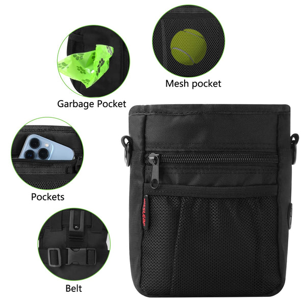 kissleaf Dog Treat Pouch with Magnetic Closure & Dog Clicker, Built-in Poop Bag Dispenser