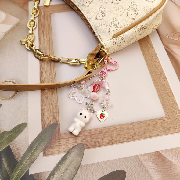 Nalefow Cute Fuzzy Cat Keychain Y2K Stylish Keychains Bag Charms
