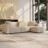 Acanva Luxury Modular Leather Sectional Sofa Set with Ottoman and Chaise, L-Shape, Cream