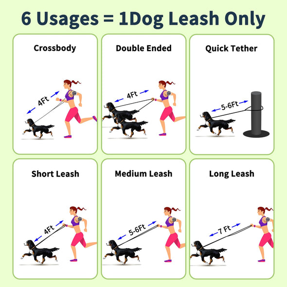LWBMG 8ft Genuine Leather Dog Leash,  Hands Free Double Ended Dog Training Leash