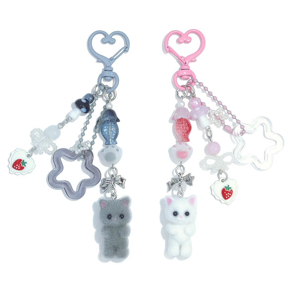 Nalefow Cute Fuzzy Cat Keychain Y2K Stylish Keychains Bag Charms