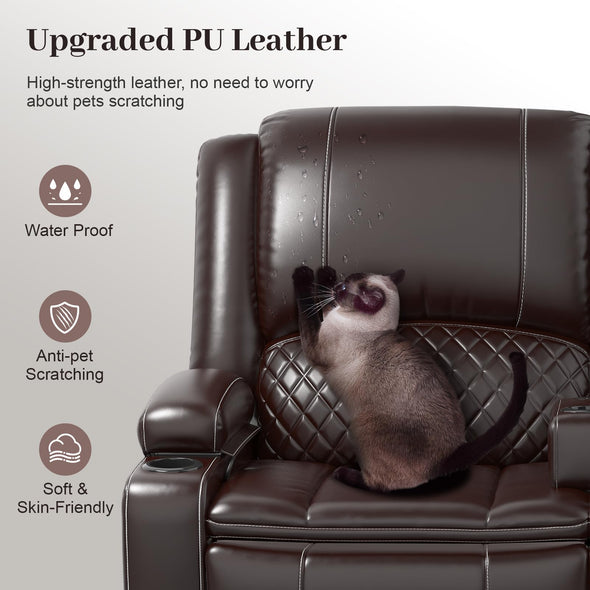 Yolsali Faux Leather Loveseat Sofa with Removable Armrest, 2-Tier Cushions, USB Ports, Cup Holder - Brown