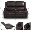 Yolsali Faux Leather Loveseat Sofa with Removable Armrest, 2-Tier Cushions, USB Ports, Cup Holder - Brown