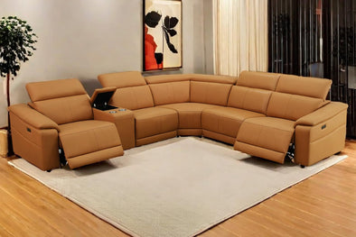 A Ainehome Leather Storage Sectional Sofa, Power Recliner Sofa Set for Living Room