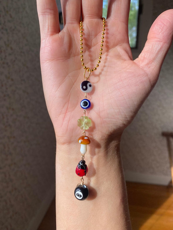 Agromusk Evil Eye Car Charm, Lucky Days Rearview Mirror Hanging Decor