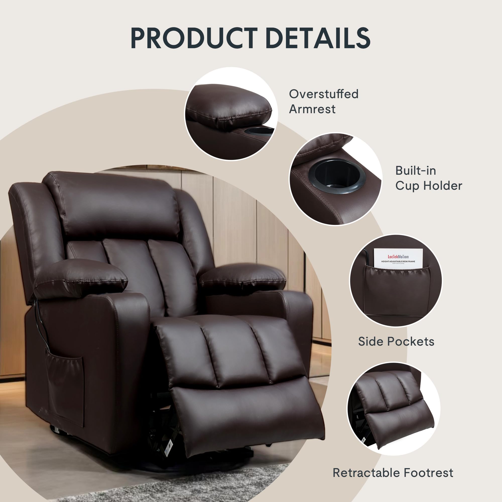 FLEXISPOT Power Lift Leather Recliner Chair Sofa Kinzd FLEXISPOT Power Lift Leather Recliner Chair Sofa Kinzd