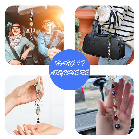 Agromusk Evil Eye Car Charm, Lucky Days Rearview Mirror Hanging Decor