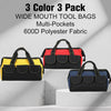 Sanwuta 3 Pack Tool Bag for Men with Waterproof Hard Bottom, Heavy Duty Tool Bag Wide Mouth Tote for Various Instrument, Electrician Carpenter Mechanic(13 Inch,Blue, Red, Yellow)