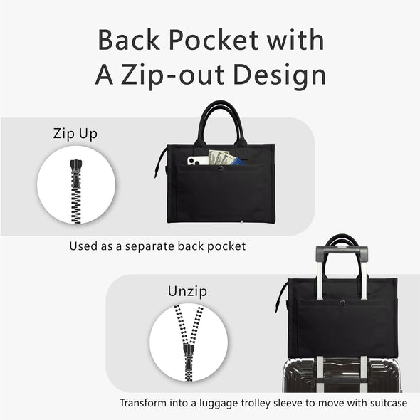 Topdesign Heavy-Duty Canvas Tote Bag for Women, Adjustable Crossbody/Shoulder Handbag with 9 Pockets, Everything Tote