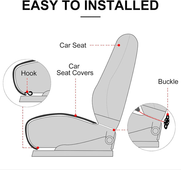 Surpassme 2 Comfortable Car Seat Covers Universal Front Seat Coves for Car Accessories with Storage Pockets, Padded Car Interior Covers for Automotive, SUV, Truck, and Van (Grey)