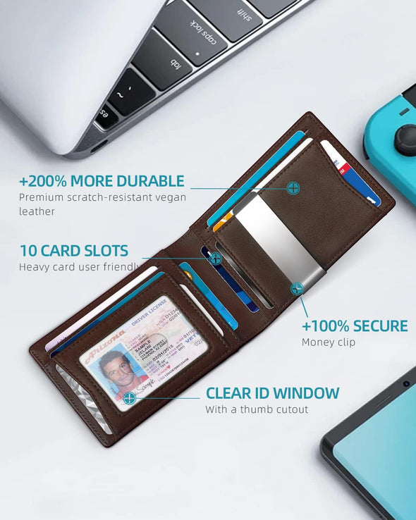 Zitahli Men'S Wallets Airtag Holder Slim Rfid Leather with Gift Box