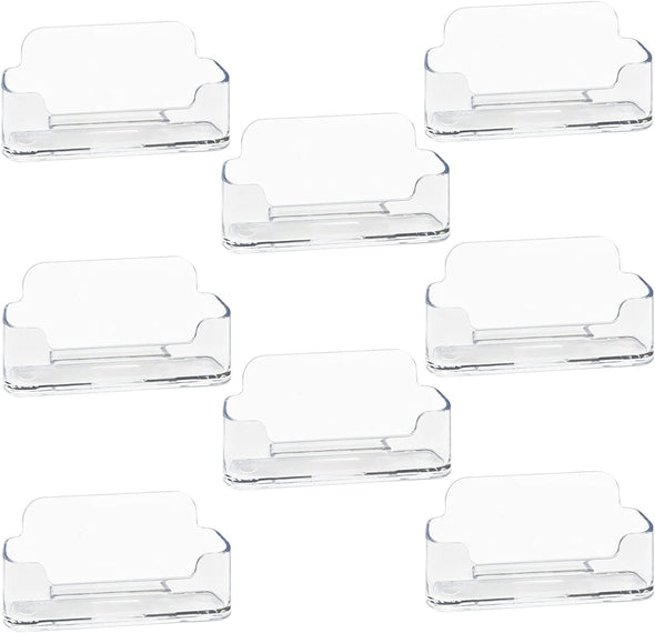 8 Pack Acrylic Business Card Holder for Desk, Clear Plastic Business Cards Display Holders Stand, Fits 30-50 Business Cards