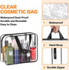 HAOGUAGUA 2-Piece Large Clear Makeup Cosmetic Organizer Bag, Plastic Tote Bags, Waterproof Transparent Handbag Purse