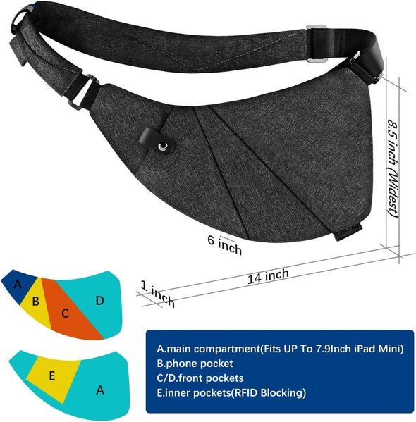 Sling Crossbody Bags Trendy Travel anti Theft Safe Purse Bags for Women Men Waterproof