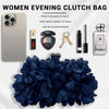 Women Elegant Evening Purse, Small Floral Clutch Bag with Detachable Chain for Wedding, Party, Prom