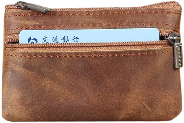 Coin Purse for Men,Coin Pouch for Men,Genuine Leather Mens Tray Purses Coin Purse Cash Change Wallet Key Holder Money Pouch (Brown)