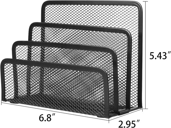 Wishacc Desk Mail Organizer Small File Holders Letter Organizer Metal Mesh Document/Filing/Folders/Paper Organizer for Desktop
