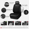 CAR PASS Piping Luxury Faux PU Leather Two Front Car Seat Covers, Waterproof anti Slip Seat Covers Compatible with Front Seat Armrests,Universal Fit for Suvs,Vans,Trucks, Airbag Compatible(All Black)