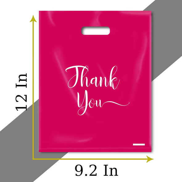 Thank You Bags for Business Small, 100 Pack Plastic Shopping Bags for Small Business, Merchandise Bags for Packaging Products, Retail Boutique Bags for Wholesale (Pink,Small(9X12))
