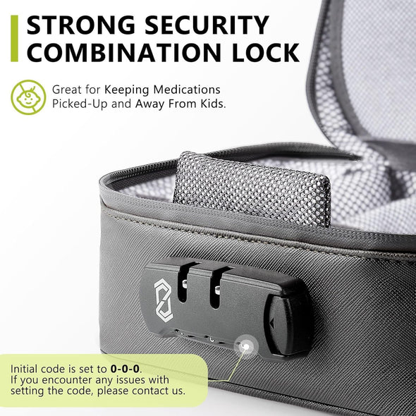 OZCHIN Smell Proof Bag with Combination Lock Tobacco Pipe Pouch Bag File Organizer Case Container Medicine Lock Box Odorless Storage Bag Great Gift for Friend