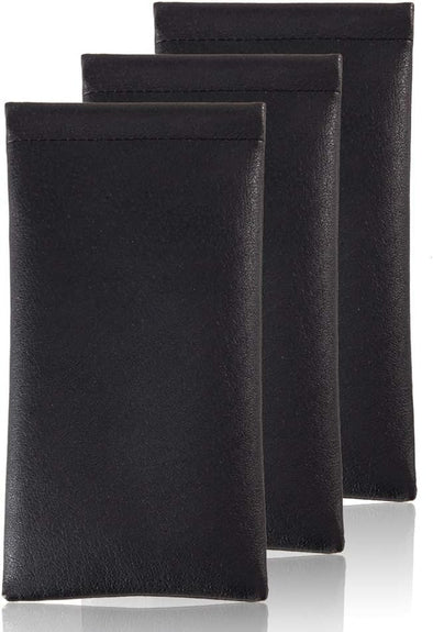 TRIUMPH VISION Squeeze Leather Sunglasses Pouch - 3 Pack Spring Storage Glasses Pouch Holder