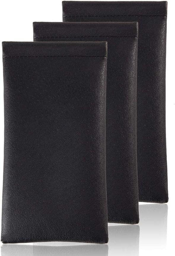TRIUMPH VISION Squeeze Leather Sunglasses Pouch - 3 Pack Spring Storage Glasses Pouch Holder