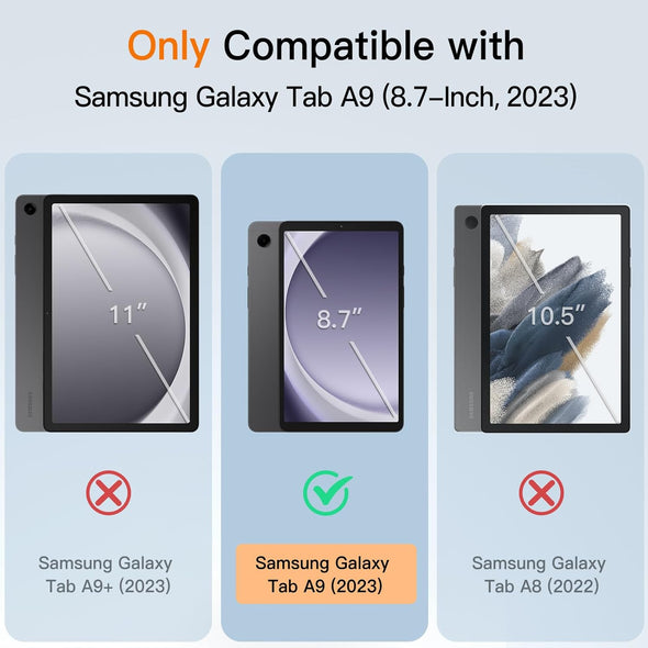 Jetech Case for Samsung Galaxy Tab A9 8.7-Inch 2023, Slim Translucent Back Tri-Fold Folio Stand Protective Tablet Cover (Black)