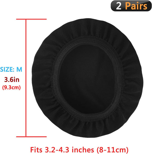 Geekria 2 Pairs Flex Fabric Headphone Covers (Product Safety Certified), Washable & Stretchable Sanitary Ear Protectors for Over-Ear Headsets, Sweat-Resistant (Size M/Black)