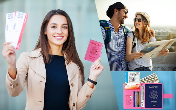 Passport Holder Cover Wallet RFID Blocking Leather Card Case Travel Accessories for Women Men (Purple)