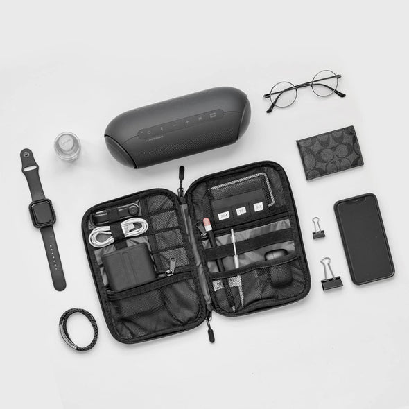 BAGSMART Electronics Travel Organizer Case, Tech Accessories Cord Storage Bag for Phone, Power Bank, SD Card, Cables, Black