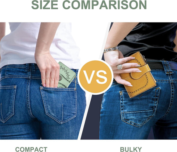 Small Wallet for Women Bifold RFID Blocking Card Holder Leather Wallets with Zipper Coin Pocket