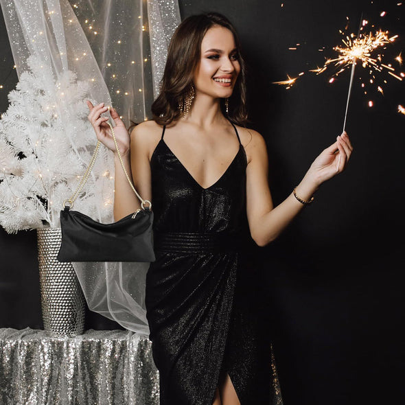 Women Satin Evening Handbag Wedding Prom Clutch Purse Formal Cocktail Party Clutches Shoulder Bag with 2 Bag Chains